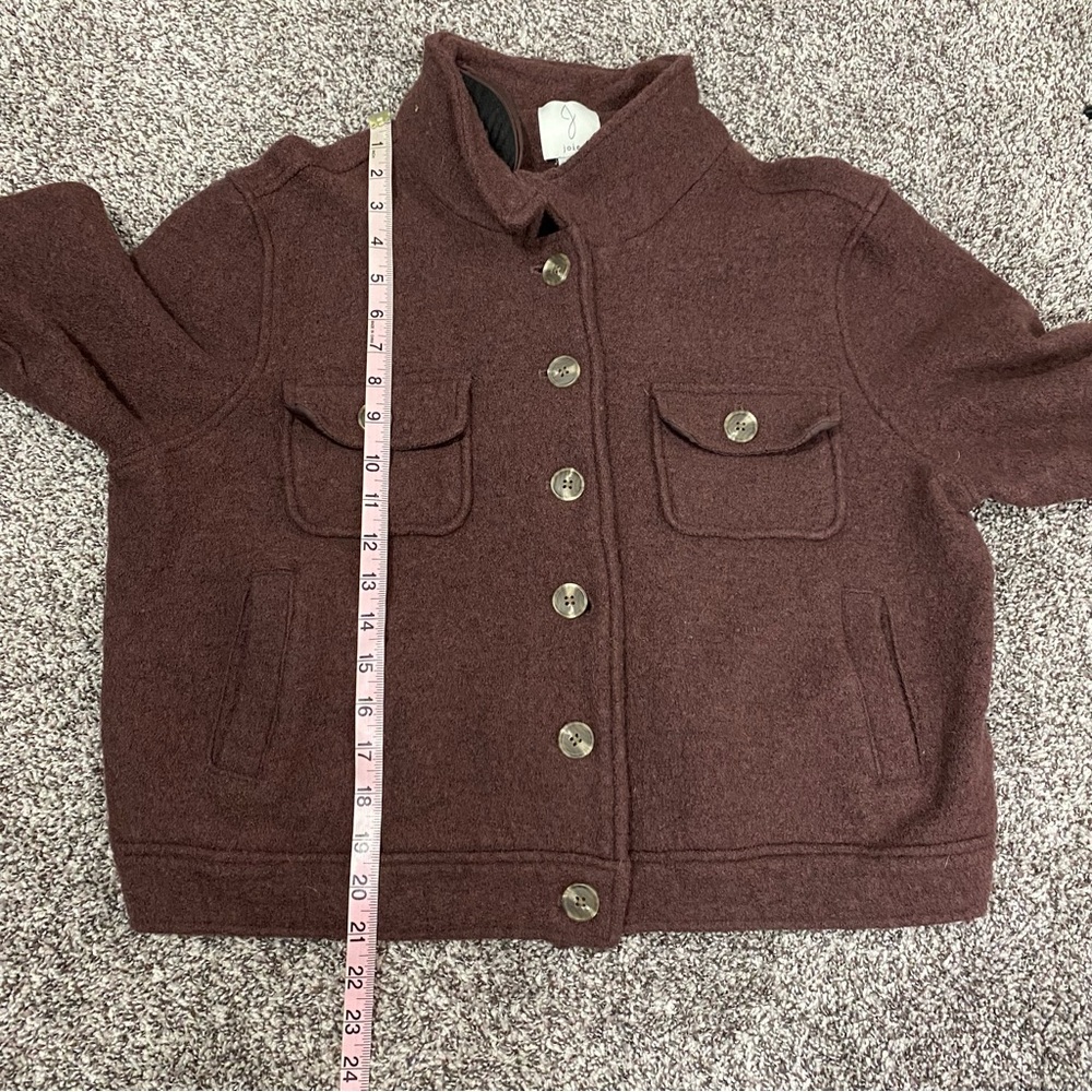 Joie Boiled Wool Blend Cropper Unlined Muted Cranberry Button Down XL - Picture 6 of 6